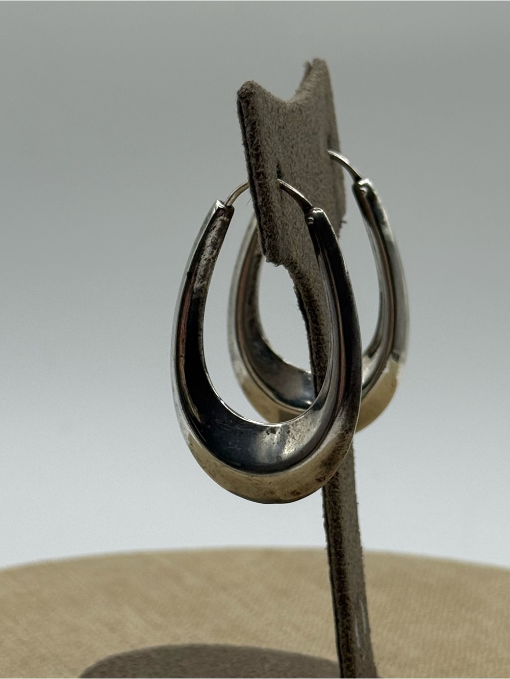 Sterling Silver Hoop Drop Earrings - Silver - Picture 3 of 8